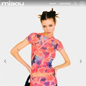 Miaou Mini Tee Neon Peach Floral